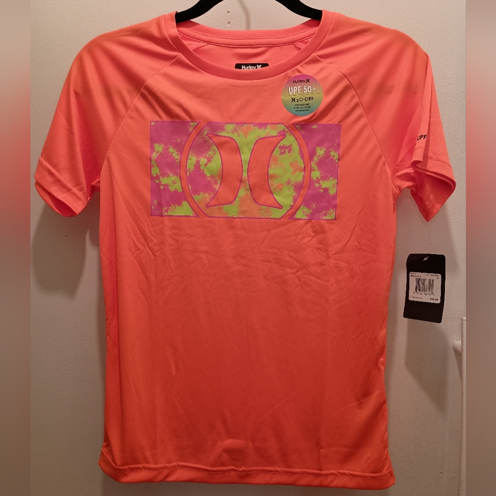 NEW!! Hurley,  BOYS UPF Tee with Tie-Dye Logo. Size 10-12